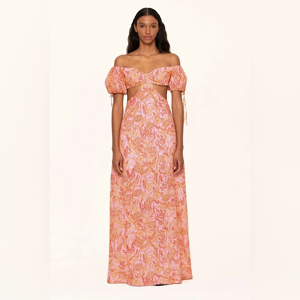 Agua by Agua Bendita Pink Floral Off-Shoulder Dress